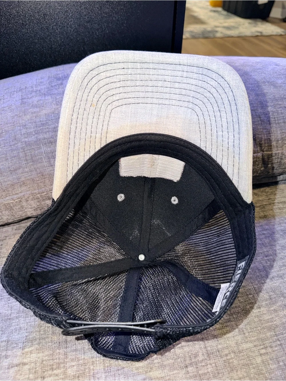 FIERCE 901 Trucker Hat Gray Black Semi Truck Leather Patch Snapback